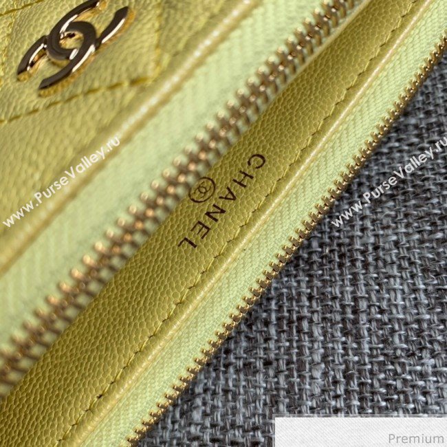 Chanel Grained Calfskin Classic Clutch with Chain A82527 Yellow 2019 (SSZ-9041117)