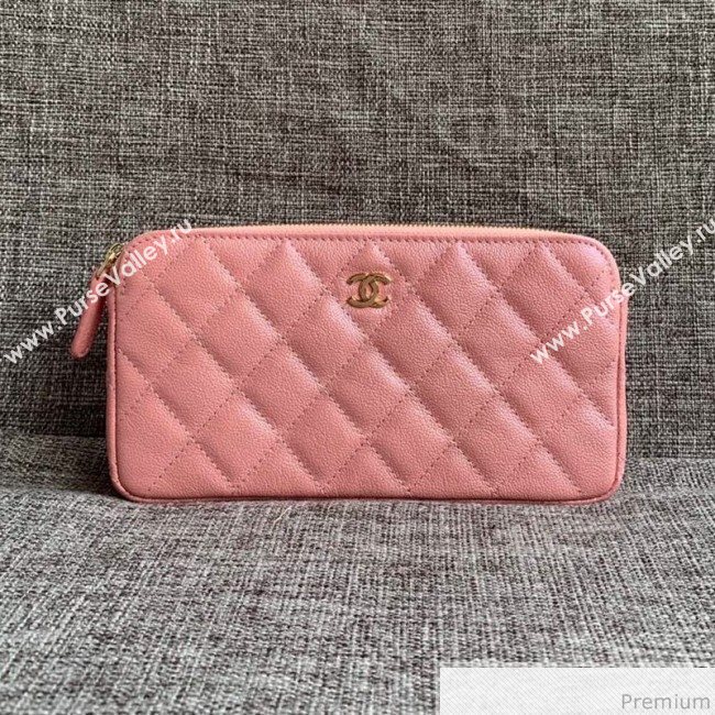 Chanel Grained Calfskin Classic Clutch with Chain A82527 Pink 2019 (SSZ-9041118)