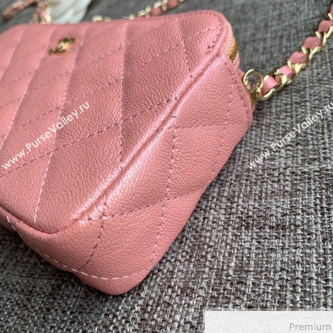 Chanel Grained Calfskin Classic Clutch with Chain A82527 Pink 2019 (SSZ-9041118)