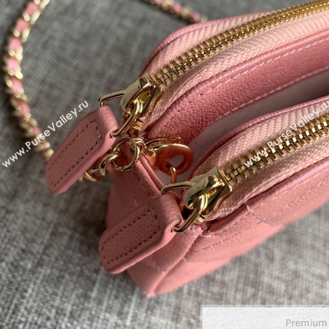 Chanel Grained Calfskin Classic Clutch with Chain A82527 Pink 2019 (SSZ-9041118)