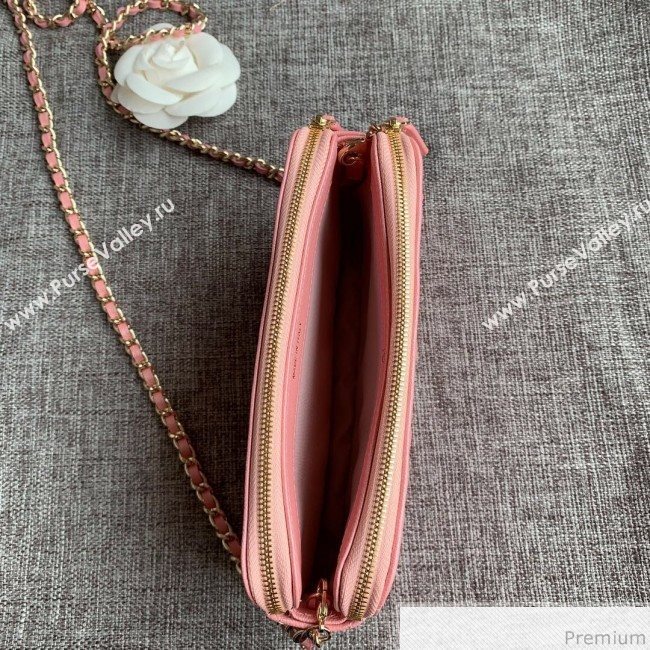 Chanel Grained Calfskin Classic Clutch with Chain A82527 Pink 2019 (SSZ-9041118)