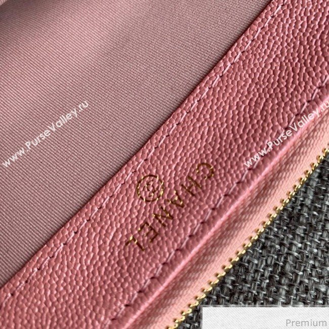 Chanel Grained Calfskin Classic Clutch with Chain A82527 Pink 2019 (SSZ-9041118)