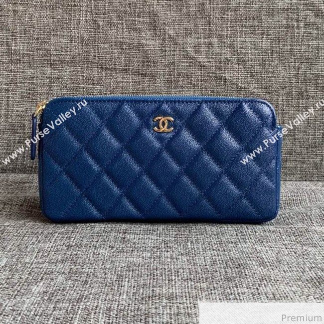 Chanel Grained Calfskin Classic Clutch with Chain A82527 Blue 2019 (SSZ-9041119)