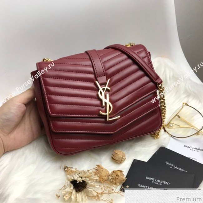 Saint Laurent Sulpice Small in Matelasse Lambskin 532662 Burgundy 2019 (KTS-9030717)