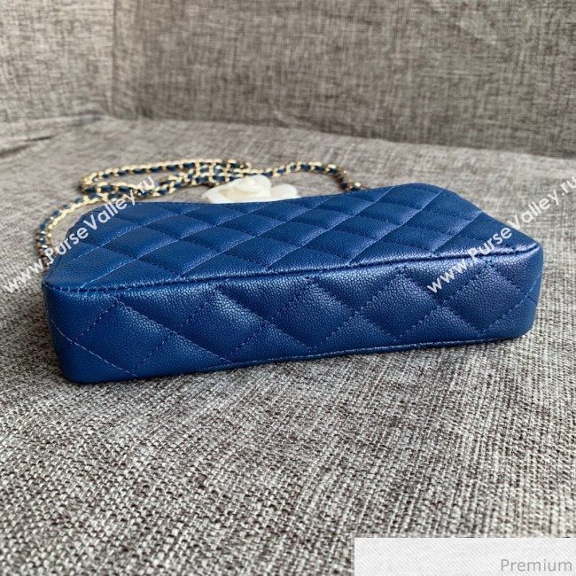 Chanel Grained Calfskin Classic Clutch with Chain A82527 Blue 2019 (SSZ-9041119)