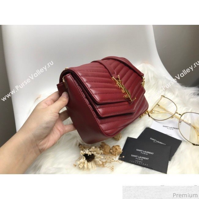 Saint Laurent Sulpice Small in Matelasse Lambskin 532662 Burgundy 2019 (KTS-9030717)