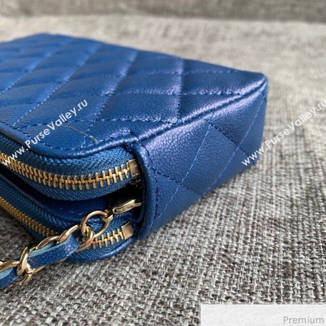 Chanel Grained Calfskin Classic Clutch with Chain A82527 Blue 2019 (SSZ-9041119)
