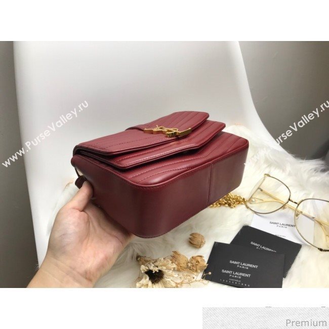 Saint Laurent Sulpice Small in Matelasse Lambskin 532662 Burgundy 2019 (KTS-9030717)