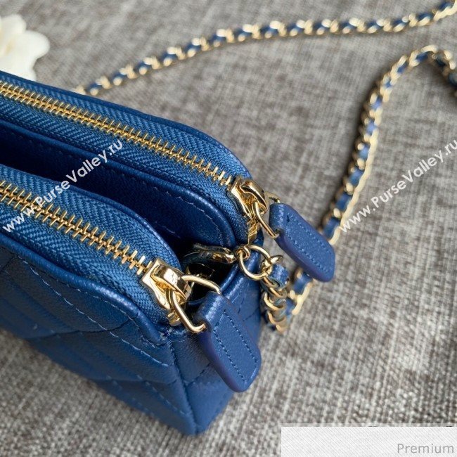Chanel Grained Calfskin Classic Clutch with Chain A82527 Blue 2019 (SSZ-9041119)