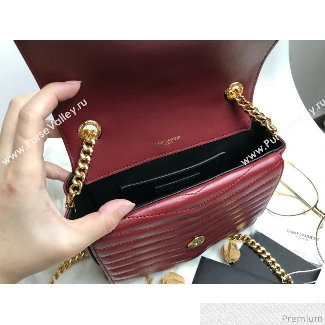 Saint Laurent Sulpice Small in Matelasse Lambskin 532662 Burgundy 2019 (KTS-9030717)