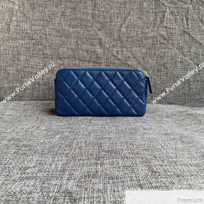 Chanel Grained Calfskin Classic Clutch with Chain A82527 Blue 2019 (SSZ-9041119)