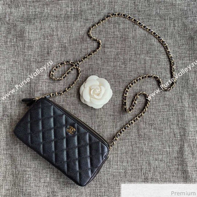 Chanel Grained Calfskin Classic Clutch with Chain A82527 Black 2019 (SSZ-9041120)