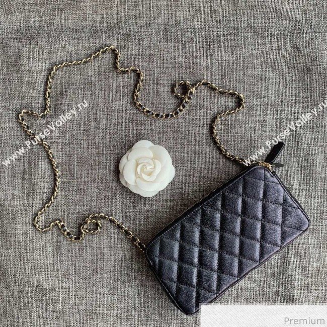 Chanel Grained Calfskin Classic Clutch with Chain A82527 Black 2019 (SSZ-9041120)