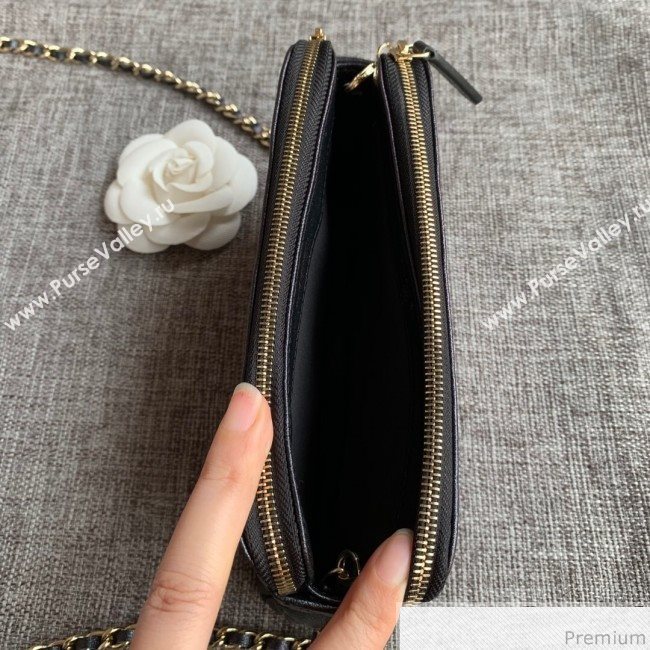 Chanel Grained Calfskin Classic Clutch with Chain A82527 Black 2019 (SSZ-9041120)