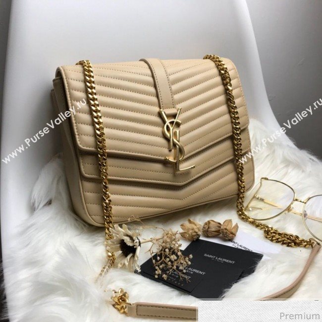 Saint Laurent Sulpice Medium in Matelasse Lambskin 532652 Beige 2019 (KTS-9030718)