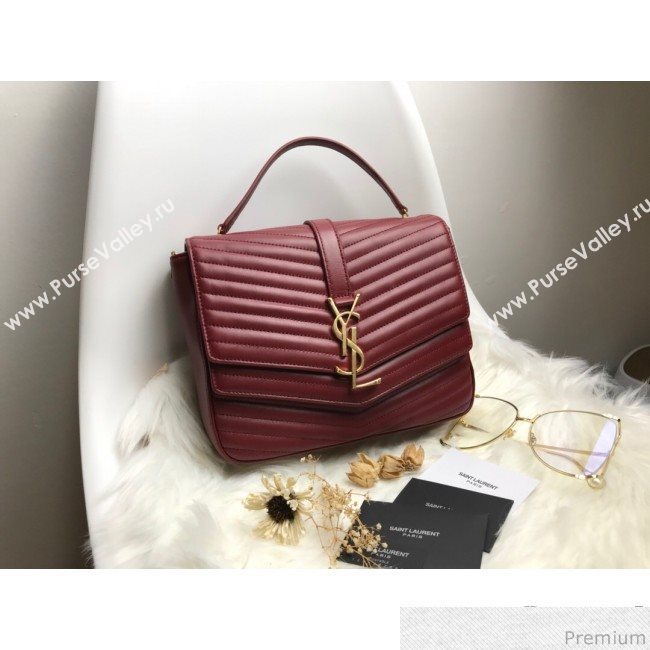 Saint Laurent Sulpice Medium in Matelasse Lambskin 532652 Burgundy 2019 (KTS-9030719)