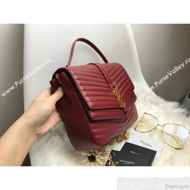 Saint Laurent Sulpice Medium in Matelasse Lambskin 532652 Burgundy 2019 (KTS-9030719)