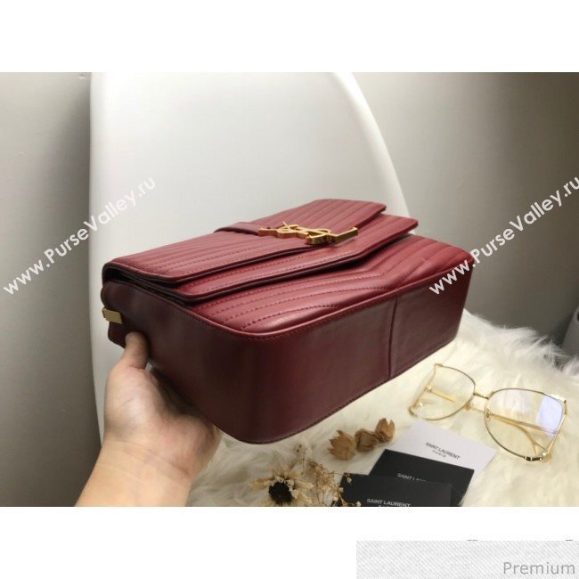 Saint Laurent Sulpice Medium in Matelasse Lambskin 532652 Burgundy 2019 (KTS-9030719)