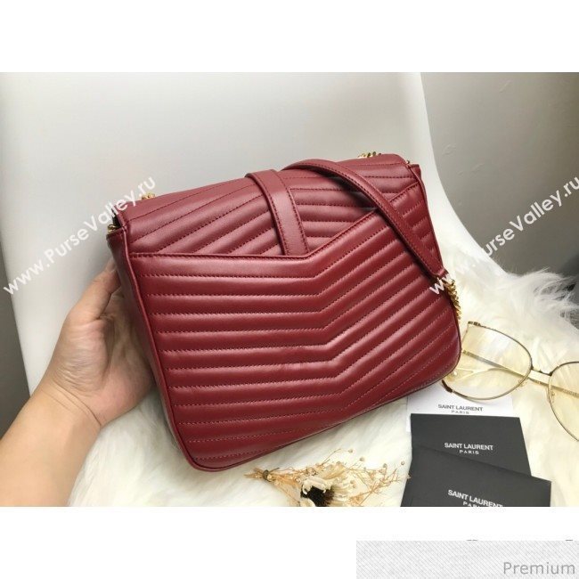 Saint Laurent Sulpice Medium in Matelasse Lambskin 532652 Burgundy 2019 (KTS-9030719)