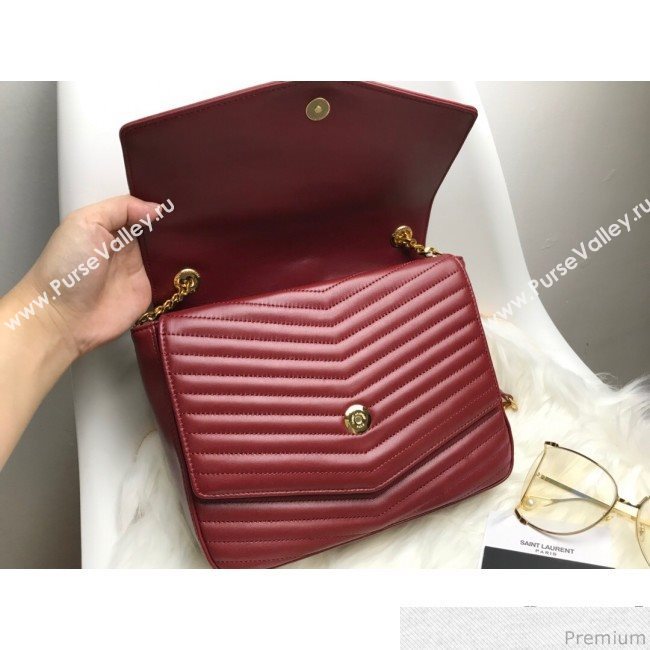 Saint Laurent Sulpice Medium in Matelasse Lambskin 532652 Burgundy 2019 (KTS-9030719)