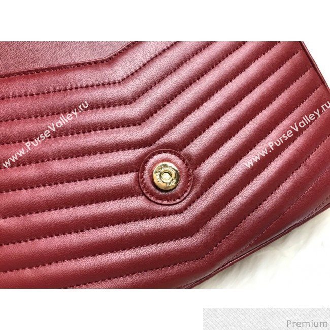 Saint Laurent Sulpice Medium in Matelasse Lambskin 532652 Burgundy 2019 (KTS-9030719)