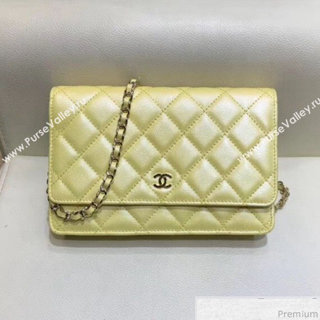 Chanel Iridescent Grained Calfskin Wallet on Chain WOC AP0315 Yellow 2019 (SMJD-9041123)