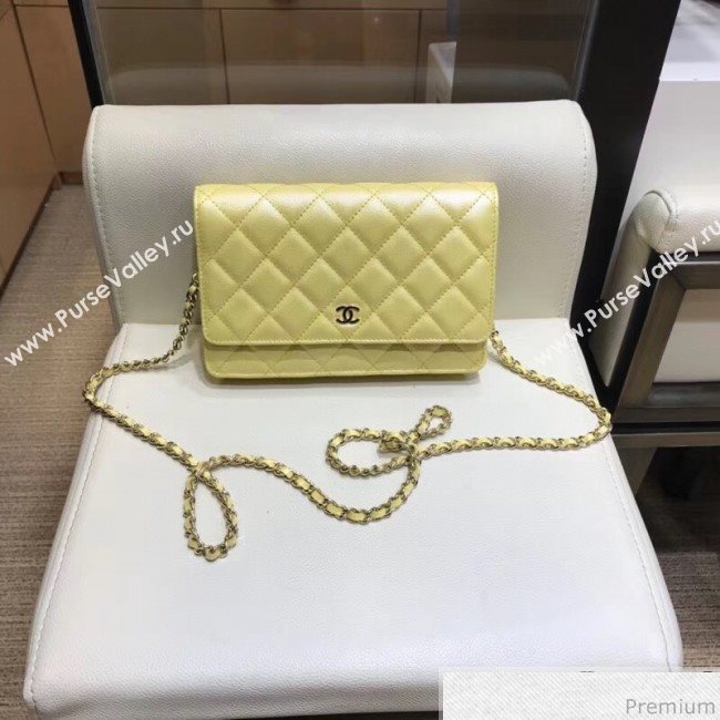 Chanel Iridescent Grained Calfskin Wallet on Chain WOC AP0315 Yellow 2019 (SMJD-9041123)