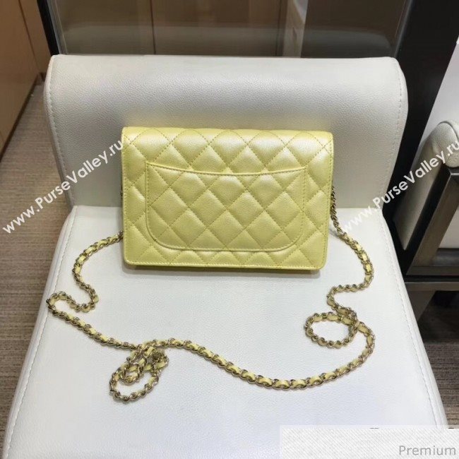 Chanel Iridescent Grained Calfskin Wallet on Chain WOC AP0315 Yellow 2019 (SMJD-9041123)