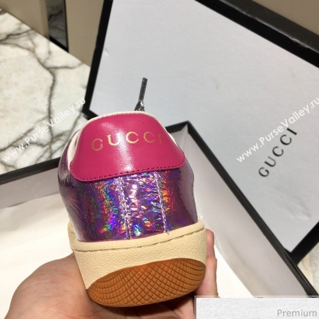 Gucci Screener Metallic Sneaker Silver/Pink 2019 (DLY-9040852)