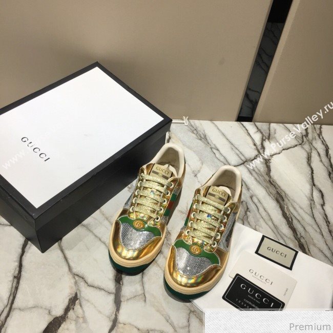 Gucci Screener Metallic Sneaker Gold 2019 (DLY-9040854)