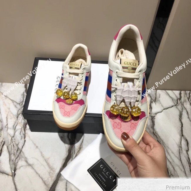 Gucci Screener Sneaker with Cherries White/Pink 2019 (DLY-9040856)