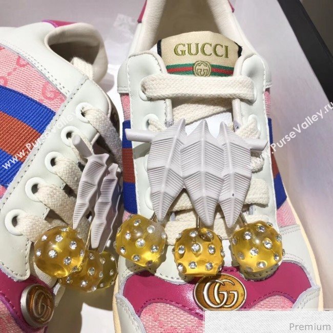 Gucci Screener Sneaker with Cherries White/Pink 2019 (DLY-9040856)
