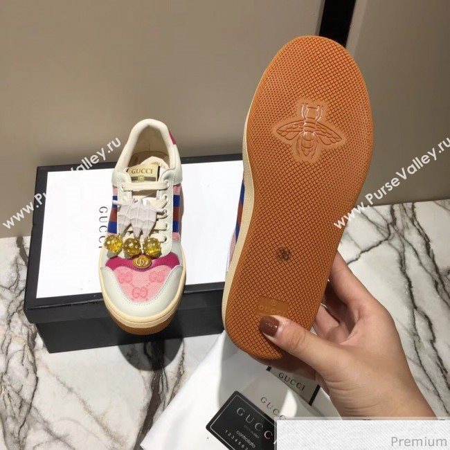 Gucci Screener Sneaker with Cherries White/Pink 2019 (DLY-9040856)