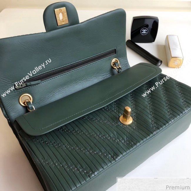 Chanel Soft Leather Chevron Flap Bag Green 2019 (YD-9030535)