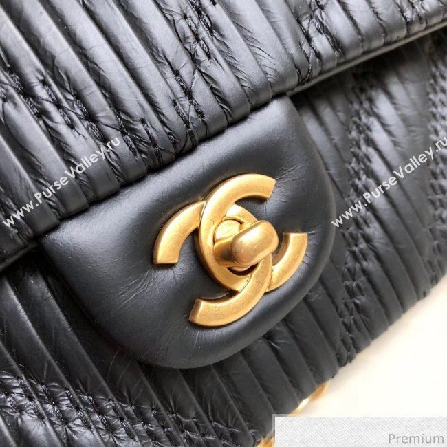 Chanel Soft Leather Chevron Flap Bag Black 2019 (YD-9030536)