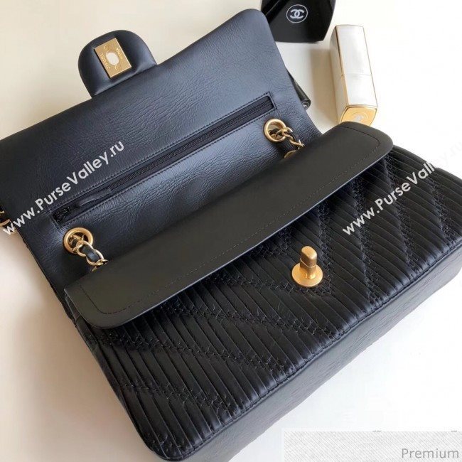 Chanel Soft Leather Chevron Flap Bag Black 2019 (YD-9030536)