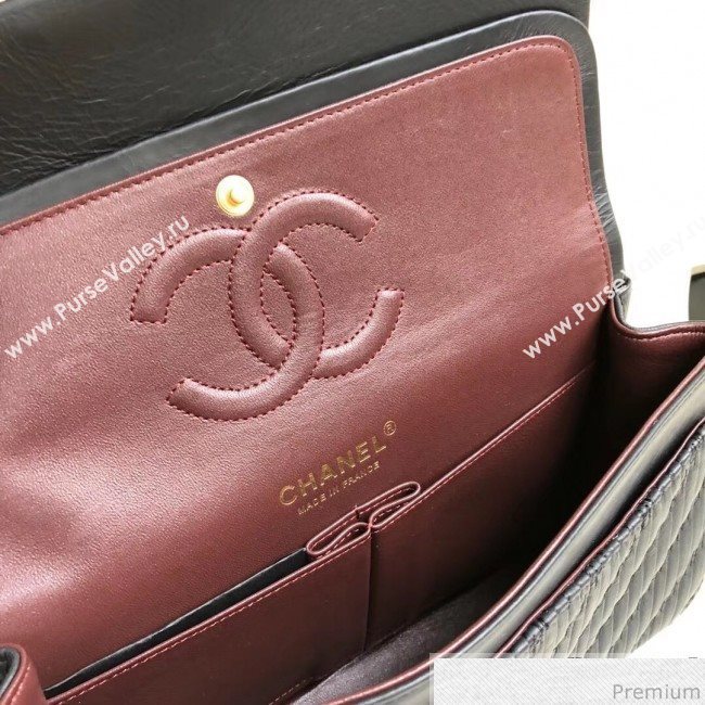 Chanel Soft Leather Chevron Flap Bag Black 2019 (YD-9030536)