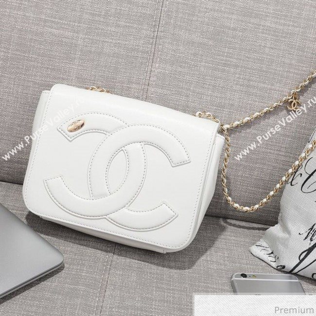 Chanel CC Lambskin Flap Bag AS0321 White 2019 (FM-9030541)