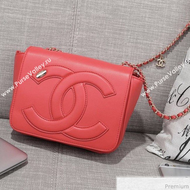 Chanel CC Lambskin Flap Bag AS0321 Red 2019 (FM-9030543)
