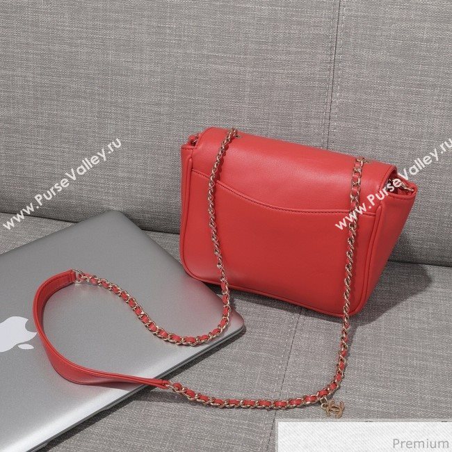 Chanel CC Lambskin Flap Bag AS0321 Red 2019 (FM-9030543)