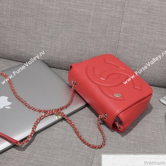 Chanel CC Lambskin Flap Bag AS0321 Red 2019 (FM-9030543)