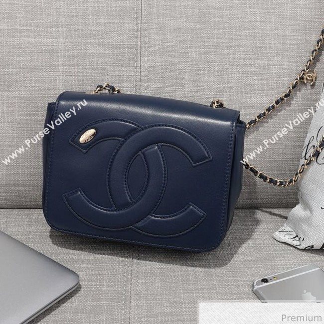 Chanel CC Lambskin Flap Bag AS0321 Navy Blue 2019 (FM-9030544)