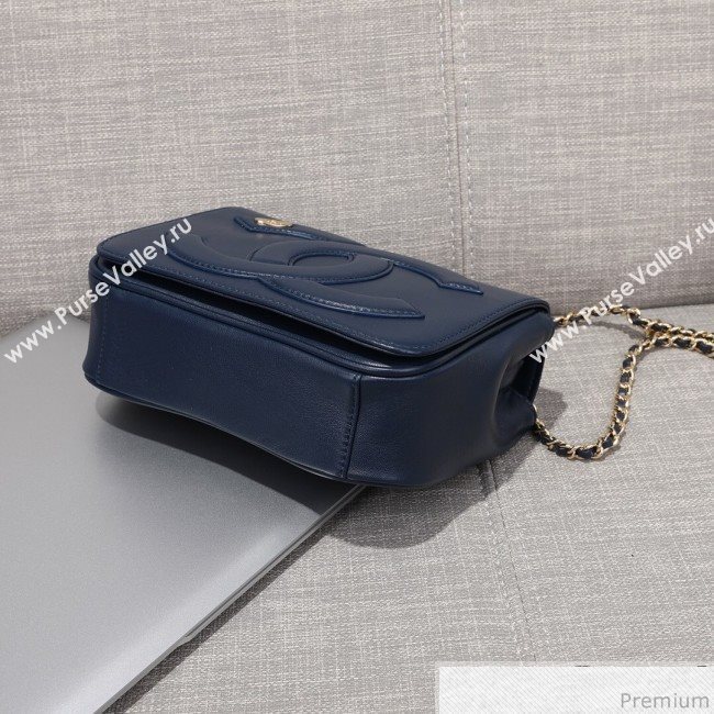 Chanel CC Lambskin Flap Bag AS0321 Navy Blue 2019 (FM-9030544)