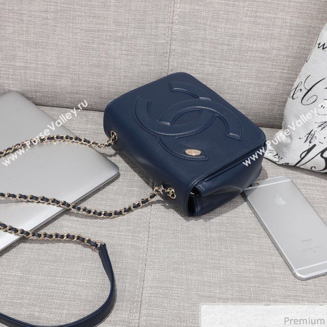 Chanel CC Lambskin Flap Bag AS0321 Navy Blue 2019 (FM-9030544)