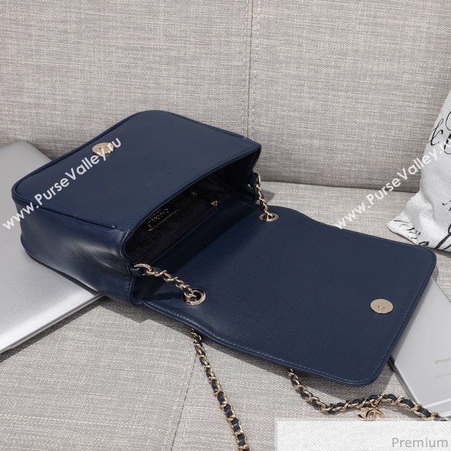 Chanel CC Lambskin Flap Bag AS0321 Navy Blue 2019 (FM-9030544)