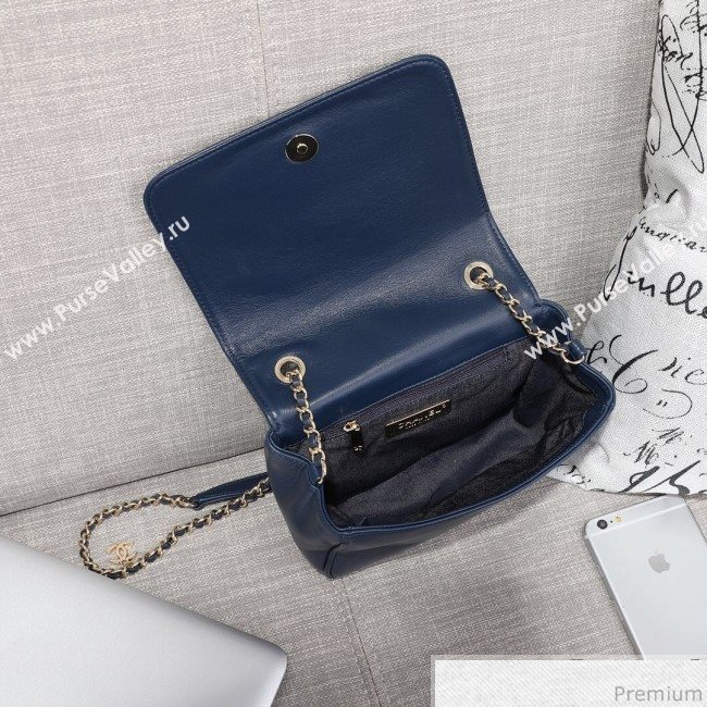 Chanel CC Lambskin Flap Bag AS0321 Navy Blue 2019 (FM-9030544)