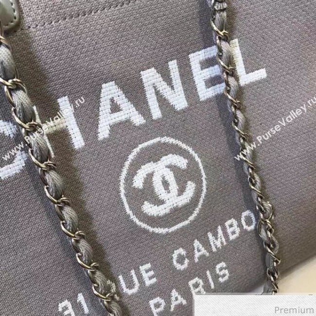 Chanel Toile Large Deauville Canvas Shopping Bag Grey 2019 (ZT-900472)