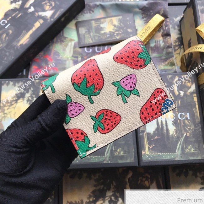 Gucci Zumi Strawberry Print Card Case on Chain 570660 (JM-9041225)
