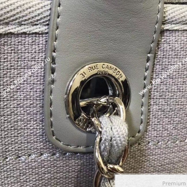Chanel Toile Large Deauville Canvas Shopping Bag Grey 2019 (ZT-900472)