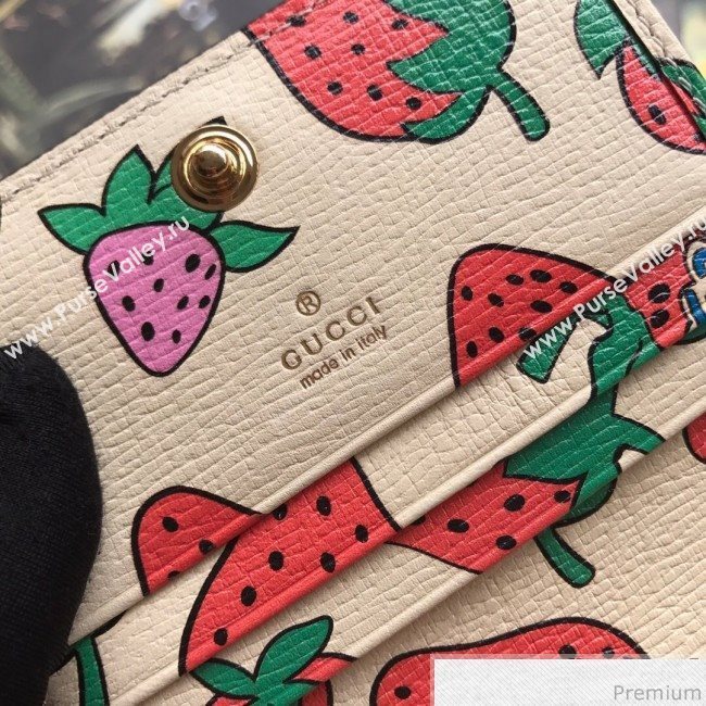 Gucci Zumi Strawberry Print Card Case on Chain 570660 (JM-9041225)